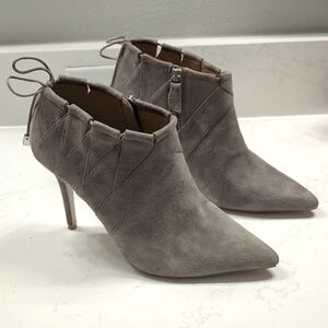 Badgley Mischka, grey suede bootie 9
